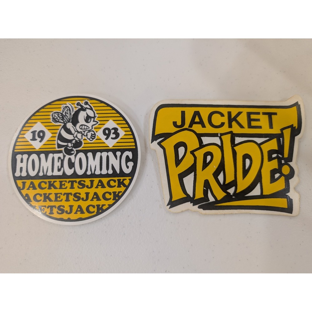 Vintage Homecoming Jacket Pride Pin back 1993 Yellow Jackets Mascot Pin Bee - Picture 1 of 2